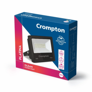 Crompton Aluminium Gleam 50W LED Flood Light | Outdoor Waterproof Security Light | Wide Angle Beam